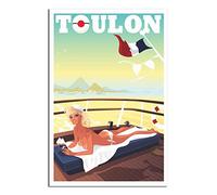 RONGCHENG Affiche vintage de voyage Toulon Riviera Française - Impression sur toile - Décoration murale - Poster - Peinture cadeau