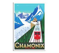 RONGCHENG Chamonix Mont Blanc Express Affiche de voyage vintage Art sur toile Décoration murale Poster Impression Peinture Cadeau