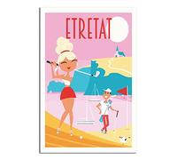 RONGCHENG Étretat France Golfs Affiche de voyage vintage Art sur toile Décoration murale Poster Impression Peinture Cadeau