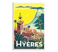 RONGCHENG Hyères Affiche de voyage vintage Paysage côtier Art sur toile Décoration murale Poster Impression Peinture Cadeau