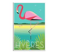 RONGCHENG Hyères Flamingo Affiche de voyage vintage sur toile Art Home Room Décoration murale Poster Impression Peinture Cadeau