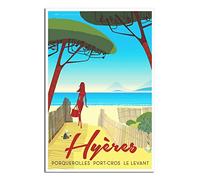RONGCHENG Hyères Porquerolles Port-Cros Affiche de voyage vintage Art sur toile Décoration murale Poster Impression Peinture Cadeau