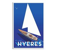 RONGCHENG Hyères Yacht Affiche de voyage vintage sur toile Art Home Room Décoration murale Poster Impression Peinture Cadeau