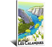 RONGCHENG Marseille Calanques Affiche de voyage vintage sur toile Art Home Room Décoration murale Poster Impression Peinture Cadeau