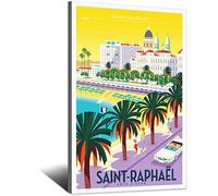RONGCHENG Poster de voyage vintage avec horizon de Saint Raphaël - Art sur toile - Décoration murale - Poster imprimé - Peinture cadeau