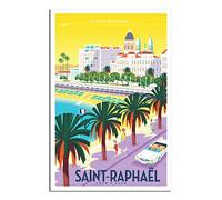 RONGCHENG Poster de voyage vintage avec horizon de Saint Raphaël - Art sur toile - Décoration murale - Poster imprimé - Peinture cadeau