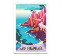 RONGCHENG Poster de voyage vintage de Saint Raphaël Blue Coast - Art sur toile - Décoration murale - Poster imprimé - Peinture cadeau