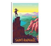 RONGCHENG Poster de voyage vintage Saint Raphaël Hiker sur toile - Décoration murale - Poster imprimé - Peinture cadeau