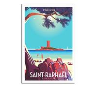 RONGCHENG Poster de voyage vintage sur toile de Saint Raphaël - Décoration murale pour la maison, la chambre - Poster imprimé - Peinture cadeau