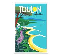 RONGCHENG Toulon Bay Mourillon Port de Pêche Vintage Poster de Voyage Art Toile Décoration Murale Poster Impression Peinture Cadeau
