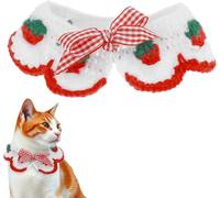 Rongchenghao 1 collier pour chat au crochet, fait à la main, collier amovible tricoté à la main, collier tricoté réglable adapté pour les mères chats et certains chiots (rouge)