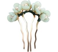 Rongchenghao 1 pince à cheveux verte style chinois rétro, pince en forme de U, clip fourche côté bâton, chignon à 4 pattes, accessoire pour cheveux