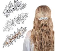 Rongchenghao 3 pinces à cheveux en strass, pinces à cheveux en perles, accessoires de coiffure de mariée avec pinces à ressort adaptées pour les demoiselles d'honneur des femmes et des filles