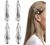 Rongchenghao 4 pinces à cheveux ondulées en métal argenté, adaptées pour les femmes et les filles, petites pinces à cheveux, adaptées pour les cheveux épais et clairsemés dans la vie quotidienne, les