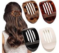 Rongchenghao 4 pinces à cheveux plates pour femmes et filles, style français, adaptées aux cheveux épais et clairsemés, pinces à cheveux plates incurvées confortables, adaptées pour s'allonger