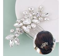 Rongchenghao Accessoires de cheveux de mariée, pinces à cheveux en forme de feuille en alliage, accessoires de cheveux de mariage, épingles à strass, argent pour mariage et fête
