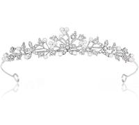 Rongchenghao Élégante couronne de fleurs avec strass d'eau et perles - Coiffe de luxe en cristal, convient pour les mariages, 1, 1, 1