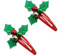 Rongchenghao Lot de 2 pinces à cheveux de Noël rouges avec clochettes - Jolies vacances - Cadeau de Noël