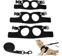 Rongchenghao Lot de 3 harnais pour crinière lion lézard et corde de traction, 3 tailles de lézard d'entraînement en cuir souple réglable adapté aux petits reptiles