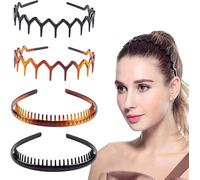 Rongchenghao Lot de 4 peignes à cheveux en plastique à dents ondulées confortables et rigides - Unisexe - 4 styles