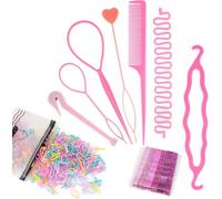 Rongchenghao Outil de cheveux pour queue, outil de filetage de bandeau, outil de tressage de bandeau, extracteur de bandeau et pince à cheveux, adapté pour les coiffures françaises pour filles et