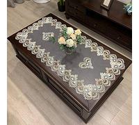 RONGER Table Basse Rectangulaire Tapis De Table en Vinyle avec Dentelle Couleur Unie Nappe Café Couverture Extérieure en Tissu Housse De Protection (Colour 14,50X100cm)