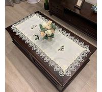 RONGER Table Basse Rectangulaire Tapis De Table en Vinyle avec Dentelle Couleur Unie Nappe Café Couverture Extérieure en Tissu Housse De Protection (Colour 11,70X130cm)