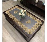 RONGER Table Basse Rectangulaire Tapis De Table en Vinyle avec Dentelle Couleur Unie Nappe Café Couverture Extérieure en Tissu Housse De Protection (Colour 6,50X100cm)