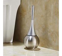 Ronghai Brosse WC moderne et support, base de cuvette en acier inoxydable, poignée en ABS, ensemble de nettoyage amovible (plaqué argent)