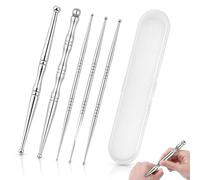 RONGHUAB Lot de 5 stylos d'acupuncture et d'acupression, outils de réflexologie faciale pour massage, palpeur d'auriculothérapie, en acier inoxydable, à double tête, contre les tensions et douleurs