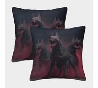 RONGOINL Chien de l'enfer Housse De Coussin Ensemble De 2 Cerbère Décoratives Salon De Jardin Extérieur Lot De 2 Motif Imprimé Confort Et Douceur Garantis Confort du Salon 40x40cm