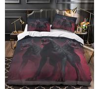 RONGOINL Chien d'enfer 3D Imprimé Cerbère pour Adultes Et Enfants Housse De Couette Housses De Couettes Parure De Lit Microfibr avec Taies E avec Fermeture À Glissière 3 Pièces Single（140x200cm）