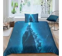RONGOINL Godzilla Housse De Couette pour Adultes Et Enfants Housses De Couettes 3D Imprimé Kaiju Parure De Lit avec Taies Microfibr E avec Fermeture À Glissière 2 Pièces Single（135x200cm）