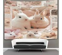 RONGOINL Lapin 3D Effet Tapisserie Art Mural Tapisserie Murales Décoration Murale En Tissu Pour Chambre Salon Serviette De Plage Tenture Murale 130cmx150cm