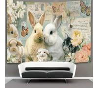 RONGOINL Lapin 3D Effet Tapisserie Art Mural Tapisserie Murales Décoration Murale En Tissu Pour Chambre Salon Serviette De Plage Tenture Murale 100cmx150cm
