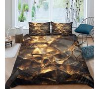 RONGOINL Verre d'or pour Adultes Et Enfants Housses De Couettes 3D Imprimé Ambre Housse De Couette Microfibr E avec Fermeture À Glissière avec Taies Parure De Lit 3 Pièces Double（200x200cm）