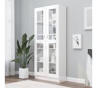 RONGQI Armoire à portes vitrées, vitrine, armoire suspendue, étagère, étagère en verre, vitrine sur pied, étagère d'angle, étagère manga, blanc brillant 82,5 x 30,5 x 185,5 cm