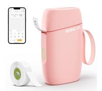 Rongta Étiqueteuse avec ruban adhésif, imprimante d'étiquettes Bluetooth, mini étiqueteuse sans fil avec plusieurs modèles pour organiser le bureau et la maison (rose)