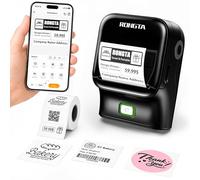 Rongta Étiqueteuse Bluetooth - Imprimante d'étiquettes thermique facile à utiliser pour le bureau, la maison, les affaires, livrée avec 1 rouleau d'étiquettes blanches de 5,1 x 3 cm (noir)