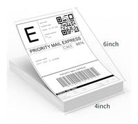 Rongta Étiquettes thermiques de 10,2 x 15,2 cm, 100 étiquettes pliées pour imprimante thermique directe, étiquettes d'expédition blanches perforées, qualité commerciale avec adhésif permanent, 100