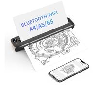 Rongta Imprimantes portables sans fil pour voyage, WiFi et Bluetooth, imprimante thermique sans encre pour école, bureau, maison, compatible avec Android, iOS et ordinateur portable (gris)