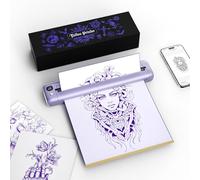 Rongta Pochoir de tatouage portable avec 5 feuilles de transfert Bluetooth sans fil pour artistes débutants, compatible avec téléphone/tablette/PC/ordinateur portable (violet)