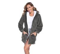 RONGTAI Veste surdimensionnée pour femme avec capuche - Sweat à capuche décontracté à fermeture éclair complète en polaire avec poches, gris, X-Large