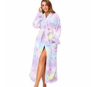 RONGTAI Womens Bathrobe Ladies Fleece Plush Warm Long Robes (Medium,Star)