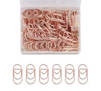 RONGWANGFU Lot de 130 trombones en forme de cœur or rose avec boîte transparente pour bureau, salle de classe.