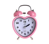 rongweiwang 3 pouces coeur forme cloche réveil veilleuse réveil horloges numériques bureau ménage enfants chambre voyage approvisionnement, Rose