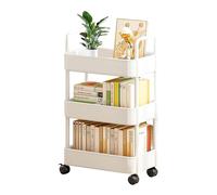 rongweiwang Chariot Utilitaire Roulant à Installation Simple, étagère de Rangement, Plus d'espace à la Maison, Chariot de Stockage à 3 Niveaux en PP largement utilisé, Blanc