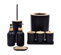 rongweiwang Distributeur de savon, porte-brosse à dents, porte-savon, ensemble porte-brosse WC, coton-tige, distributeur de lotion pour lavabo, ensemble d'accessoires salle bain complet,