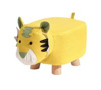 rongweiwang Holz Hocker pour entrée élégante Blumenhocker Holz Tabouret de Changement de Chaussures Aide au Port de Chaussures Pflanzenständer Holz Fußbank Holz, Jaune, Tissu Techno-Tigre