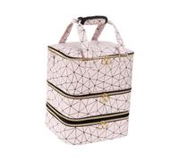 rongweiwang L'organisateur de vernis à ongles en cuir PU offre un espace de rangement avec 3 couches fournitures pour ongles en déplacement, des doubles fermetures éclair lisses et des coutures